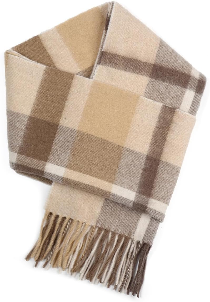SKNSOFT Winter Wool Plaid Scarf for Men,Women Fashion Tartan Wrap Checkered Scarves - Image 1